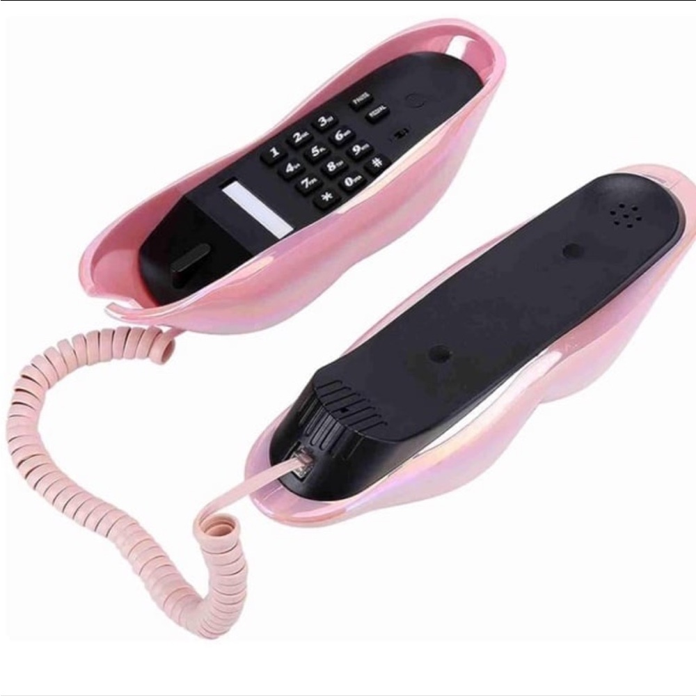 Pink Iridescent Lips Novelty Landline Phone Decor - Picture 3 of 4